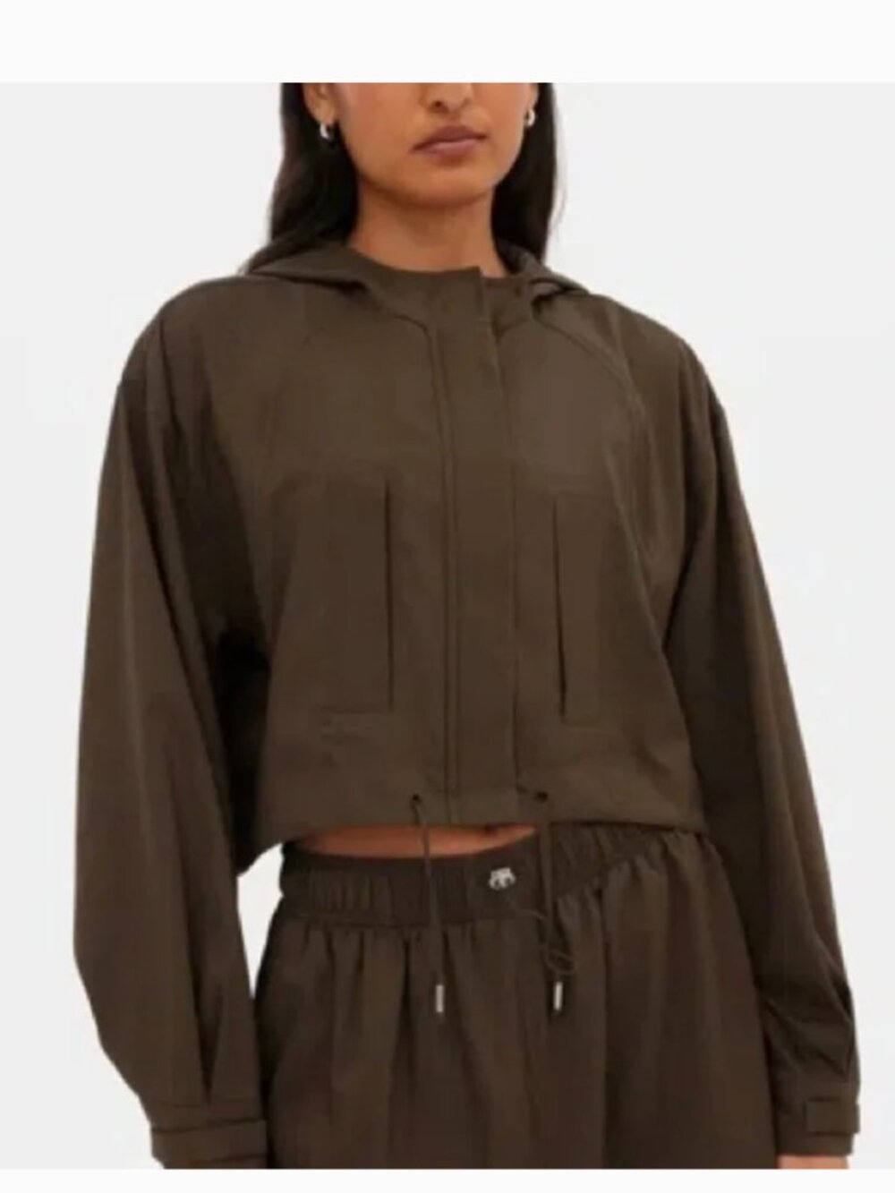 Girlfriend Collective Heidi Cropped Hooded Windbreaker Jacket - Size M NWT